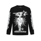 HS long-sleeve T-shirt graffiti portrait print loose version casual long sleeve