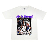 Basket Ball Star T Shirt Basketball Kevin Durant Washed Distressed Printed T-Shirt Personalized Short Sleeve Pure Cotton