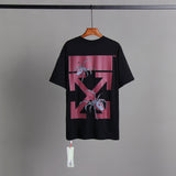 Off Whtie T Shirts Red Spider Arrow Print Men And Women Same Style Fashion Brand Short Sleeve