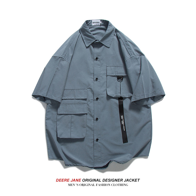 Men Shirts Summer Short Sleeve Shirt Men's American Style Loose Versatile Casual