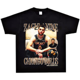 Basket Ball Star T Shirt Basketball Zach LaVine Washed Distressed Printed Cotton T-shirt Short Sleeve
