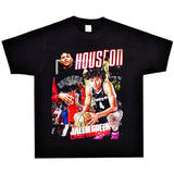 Basket Ball Star T Shirt Jalen Green Washed Distressed Printed T-Shirt Retro Short Sleeve Loose