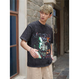 Film Star T Shirt Pure Cotton Loose Short Sleeve American Retro Trendy Printed round Neck T-shirt for Men