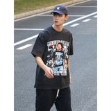 Basket Ball Star T Shirt Cade Cunningham Washed Distressed Printed T-shirt Short Sleeve Loose Wide