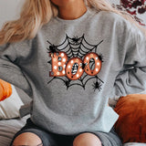 Halloween Boo Spider Web Print Hoodless Sweatshirt For Women