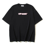 Off White T Shirts OW Red Edge Letter Pattern Crew Neck Pullover Short Sleeves