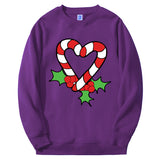 Christmas Hoodies Candy Cane Heart Hip Hop Fleece Round