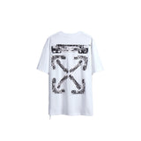 Off Whtie T Shirts Distressed Arrow Print Male And Female Trendy Brand Short Sleeve