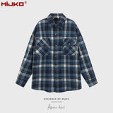 MIJKO Mens Jacket Retro Checked Shirt