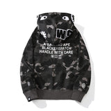 Bathing Ape Hoodie Camouflage Shark Text Embroidered Cardigan Hooded Sweater Jacket