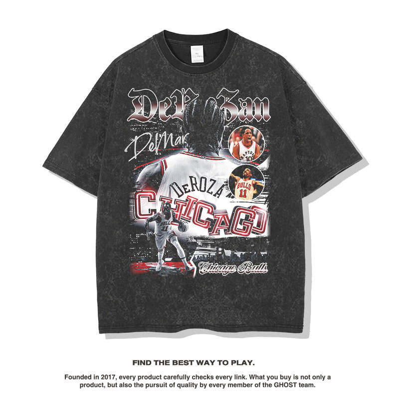 Nba T Shirt Summer Basketball Print Short Sleeve T-shirt Top Men and Women