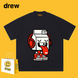Drew T Shirts Cotton Short Sleeve Cartoon Graffiti