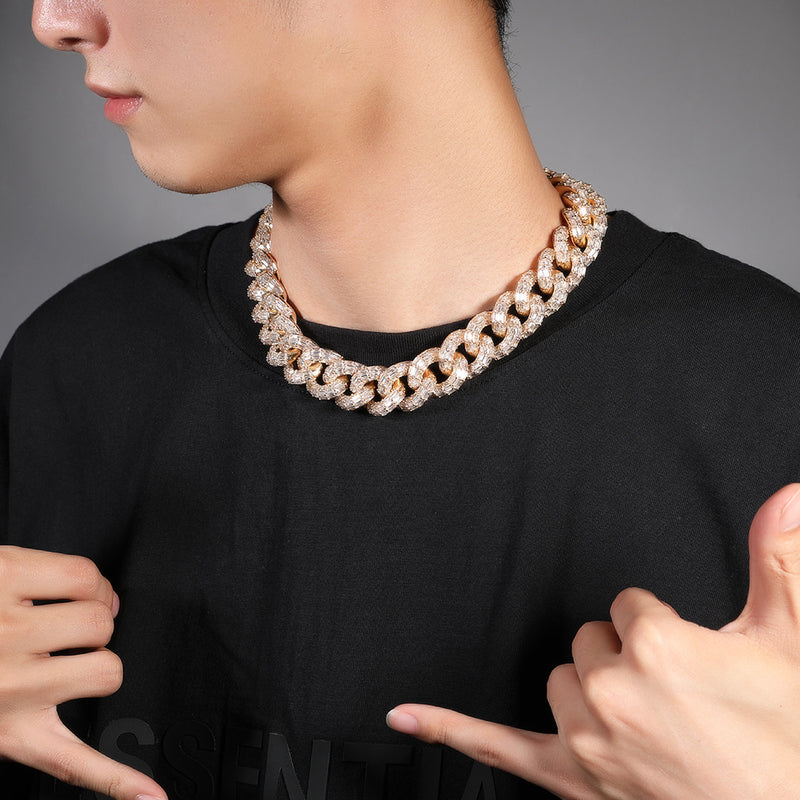 Chains Hip Hop Necklace ins 20mm Square Zirconium Cuban Chain Zircon St. Valentine's Spectrum