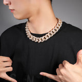 Chains Hip Hop Necklace ins 20mm Square Zirconium Cuban Chain Zircon St. Valentine's Spectrum
