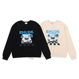 Rhude Hoodie F1 Formula Racing Miami Station Limited Printing Men and Women Casual round Neck Sweater