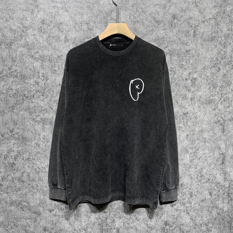 Purple Brand Distressed Long Sleeve Shirt Fashion Distressed Loose Long-sleeved Top