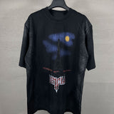 Men T-shirts Summer Paris Eiffel Tower Washed Old Short Sleeves