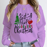 Just A Girl Who Loves Christmas Print Pullovers Women