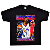 Basket Ball Star T Shirt Washed Distressed Printed T-shirt Short Sleeve Loose Retro Cotton