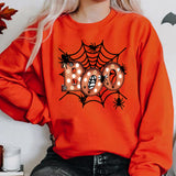 Halloween Boo Spider Web Print Hoodless Sweatshirt For Women