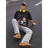 Basket Ball Star T Shirt Mikey Williams Washed Distressed T-shirt Short Sleeve Loose