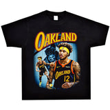Film Star T Shirt Kelly Oubre Printed T-shirt Short Sleeve Loose Retro Pure Cotton Washed Distressed