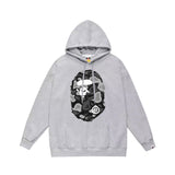 Bathing Ape Hoodie Autumn/Winter Letter Print Loose Hoodie Pullover Ape Sweater