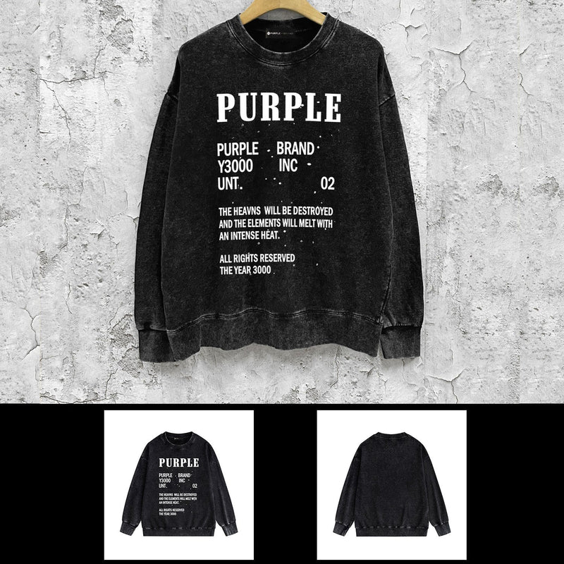 Purple Brand Distressed Sweatshirt Retro Vintage Crew Neck Sweater