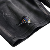 DSQ2 Short Jeans Ripped Patch Slim-fit Stretch Denim Shorts