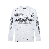HS long-sleeve T-shirt graffiti portrait print loose version casual long sleeve