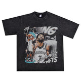 Basket Ball Star T Shirt Basketball Kyrie Irving Short Sleeve Printed American T-Shirt Retro Pure Cotton