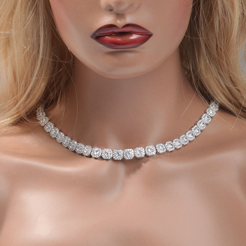 Chains Hip Hop 9mm Square Rock Sugar Zircon Necklace Spectrum St. Valentine's