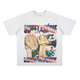 Film Star T Shirt Loose Heavy Retro Street Cotton Small Neckline T-shirt for Men and Women