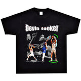 Basket Ball Star T Shirt Basketball Washed Distressed Devin Booker Short Sleeve Loose-Fitting Pure Cotton T-Shirt