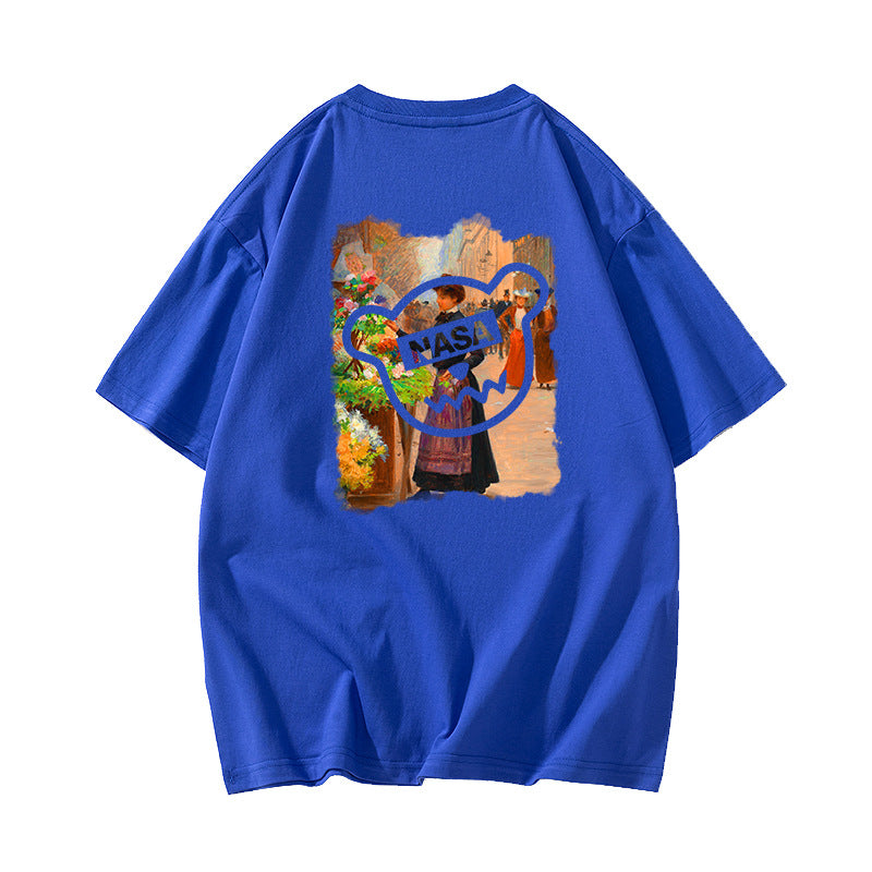 Nasa T Shirt Short Sleeve T-Shirt Men'S Summer Half Sleeve Loose Round Neck T-Shirt