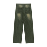 Men Jeans Ripped Wide-Legged Straight Jeans Retro Trousers