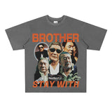 Film Star T Shirt Loose Heavy American Retro Street Cotton T-shirt Men and Women