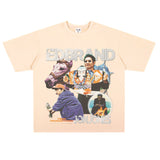 Film Star T Shirt Loose American Retro Heavy round Neck Street T-shirt for Men and Women