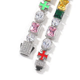Chains Hip Hop Colored Zircon Necklace ins Wind Dopamine Royalty St. Valentine's
