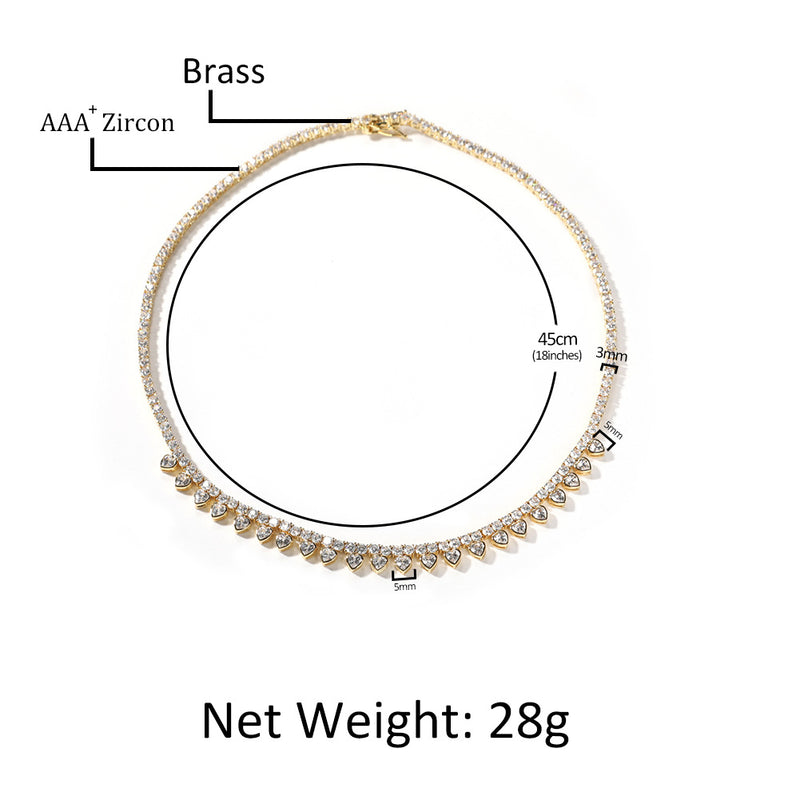 Chains Zircon Tennis Chain Love Necklace ins Clavicle Chain Spectrum Royalty