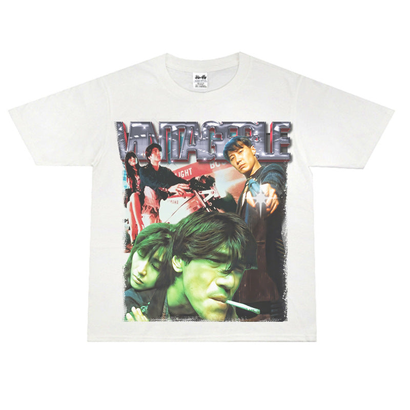 Film Star T Shirt Movie Fallen Angel Short Sleeve Loose Retro American Street T-shirt Men and Women
