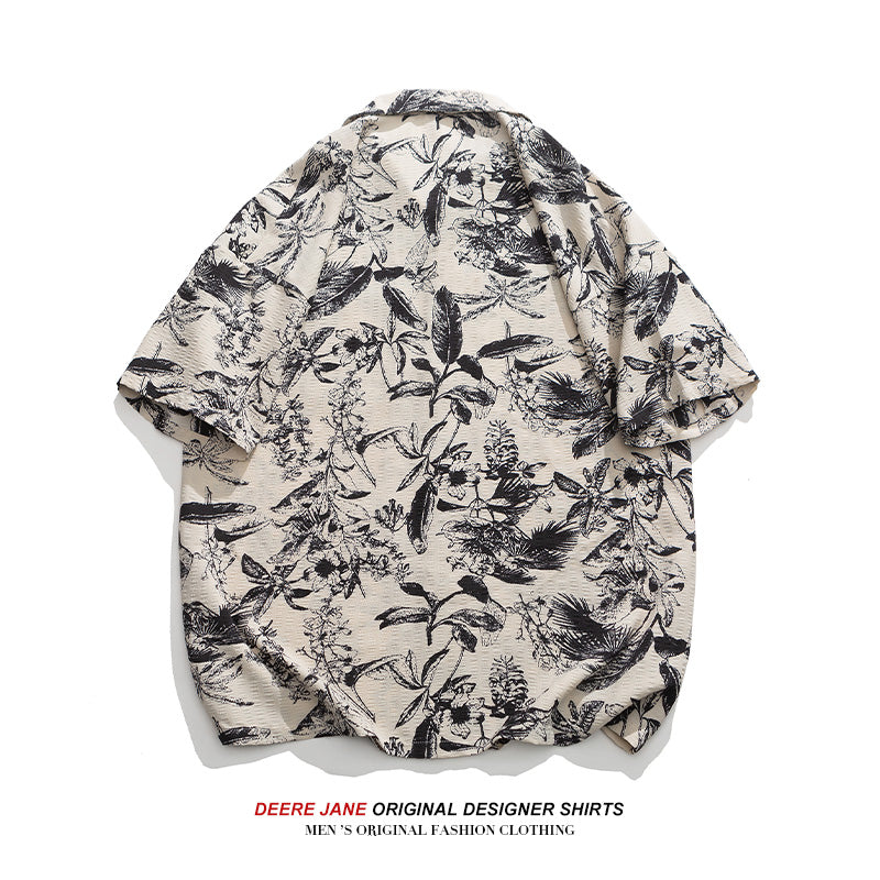 Men Shirts Short Sleeve Flower Shirt Men's Summer Shirt