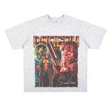 Film Star T Shirt Movie Hellboy Street Style Short Sleeve Loose American Print T-shirt Men and Women