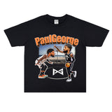 Basket Ball Star T Shirt Basketball Paul George Washed Distressed Printed T-Shirt Vintage Cotton Short Sleeve