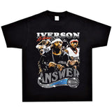 Basket Ball Star T Shirt Allenezailiverson Washed Distressed T-Shirt Printed Retro Loose