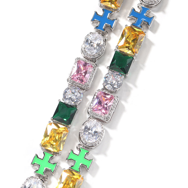 Chains Hip Hop Colored Zircon Necklace ins Wind Dopamine Royalty St. Valentine's