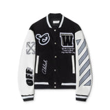 Off White Jacket Spring and Autumn OW Splicing Letter Pattern Baseball Jacket Jacket