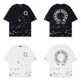 CHH Chrome Heart T Shirts Croix Cross Sanskrit Embroidery Versatile Casual Loose