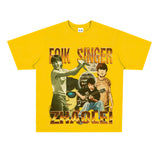 Film Star T Shirt Loose American Retro Street round Neck T-shirt Men and Women