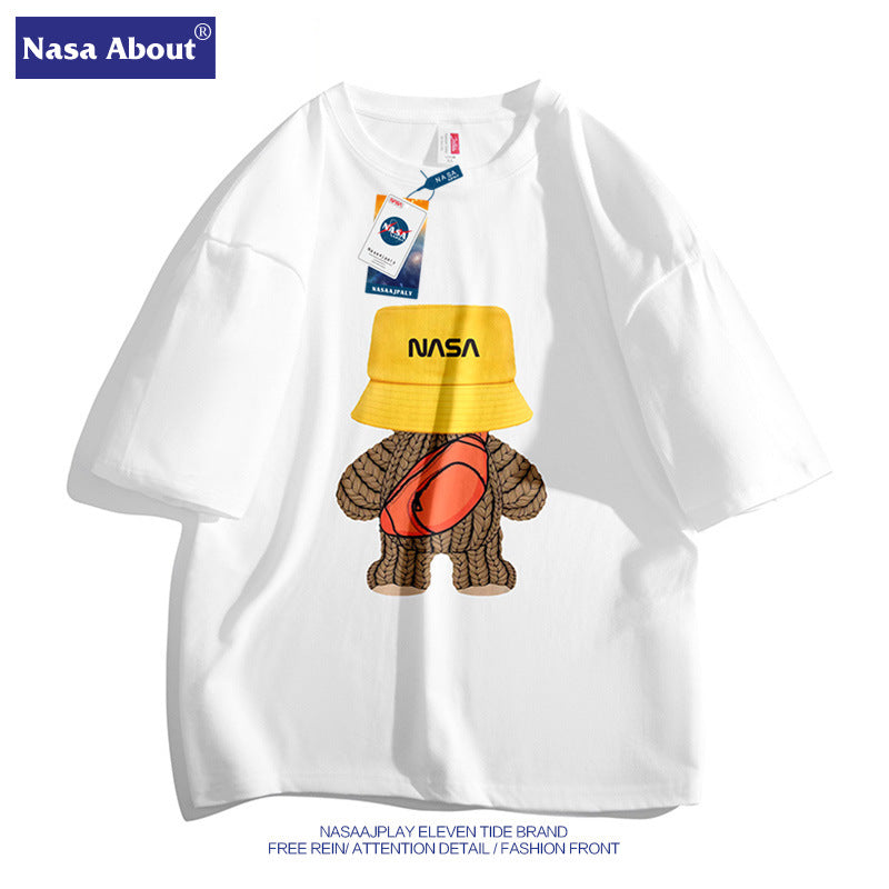 Nasa T Shirt Cotton Short-Sleeved T-Shirt Men'S And Women'S Loose Top